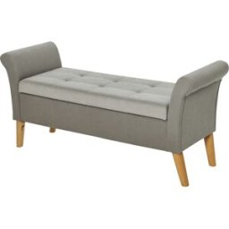 Homcom Cassapanca Contenitore con Seduta Imbottita con Braccioli in Cotone per Camera da Letto, Soggiorno o Ingresso, 136.5x45x62cm, Grigio Aosom