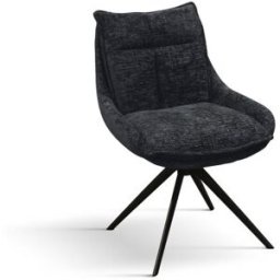 Pazzo Design Sedia Biagio Nero set da 2 sedie con rivestimento in tessuto e gambe in metallo