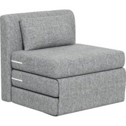 Homcom Poltrona Letto Pieghevole da Terra a 3 Sezioni Salvaspazio in Tessuto, 80x75x74 cm, Grigio