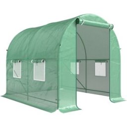 Outsunny Serra da Giardino Telaio in Tubo d'Acciaio Verniciato a Polvere 2 Rinforzi Diagonali 4 Finestre in PE 2.45x2x1.98m Aosom