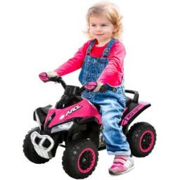 Homcom Quad Giocattolo Cavalcabile per Bambini con Luci e Suoni, Movimento a Spinta Bambinini 18-36 Mesi, Rosa, 67.5x38x 44cm Aosom