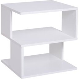 Homcom Tavolino da Caffè 2 Ripiani Aperti Design Moderno Salotto Soggiorno Legno 40x40x43cm Bianco Aosom