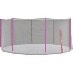 Sportnow Rete di Protezione per Trampolini a 6 Pali con Ingresso con Cerniera, in PE, Ø366x180 cm, Nero e Rosa Aosom