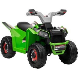 Homcom Quad per Bambini 18-36 Mesi in PP e Metallo, Velocità max 2.5 km/h, 70x41.5x48.5 cm, Verde Grigio e Nero Aosom