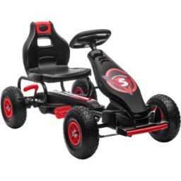 Homcom Go Kart a Pedali per Bambini da 5-12 Anni con Sedile Regolabile e Ruote in Gonfiabili, Rosso Aosom