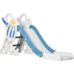 Aiyaplay Scivolo per Bambini 18-36 Mesi in PE e PP a Tema Spaziale con Scale Antiscivolo, 157x46.5x80 cm Aosom