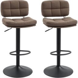 Homcom Set 2 Sgabelli Bar Moderni e Girevoli con Schienale e Poggiapiedi, Sgabelli da Cucina con Altezza Regolabile Aosom