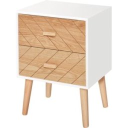 Homcom Comodino Camera da Letto Design Moderno 2 Cassetti Ampio Piano, Legno, 40x30x55,5 cm bianco, legno 40x30x55,5 cm Aosom