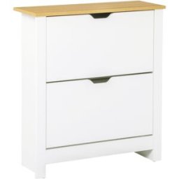 Homcom Scarpiera Moderna per 12 Paia Max con 2 Cassetti Regolabili e Rimovibili, in Legno, 72x26x80 cm, Bianco