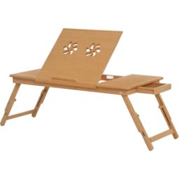 Homcom Tavolino da Letto per PC Pieghevole e Inclinabile con Cassetto, 72x35x22-30, Colore Legno Aosom