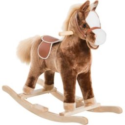 Homcom cavallo a dondolo legno cavallo a dondolo bambini cavallo a dondolo Giochi Giocattoli Cavalcabili Marrone 74 × 33 × 62cm Aosom