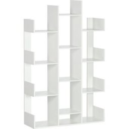 Homcom Mobile Libreria ad Albero con 13 Ripiani, Libreria Scaffale Moderna in Legno per Soggiorno, Studio, Ufficio, Bianco Aosom