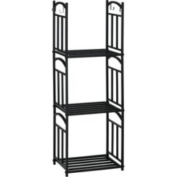 Outsunny Portalegna da Esterno e Interno a 3 Livelli Separabili in Metallo con Ganci per Attrezzi, Nero Aosom