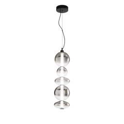 Lampadario Led in metallo con diffusori in vetro fume