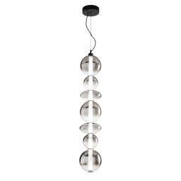 Lampadario Led in metallo con diffusori in vetro fume