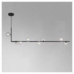 Trade Shop - Lampadario 8 Sfere G9 In Vetro Da Soffitto In Metallo Nero Design Moderno 71621 -
