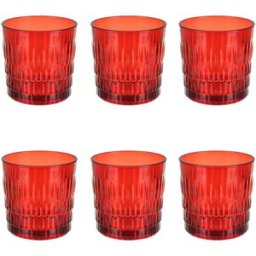Pasabahce Set 6 bicchieri acqua rossi in vetro Rain