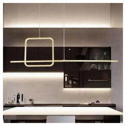 Trade Shop - Lampadario A Sospensione Led 48w Design Quadrato Linea Oro Ip20 Cucina Luce 6500k 33528 -