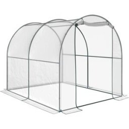 Outsunny Serra da giardino a Tunnel per Piante e Orto con Copertura in PVC, Porta Avvolgibile e Telaio in Acciaio, 2x3x2m Aosom