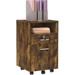 Vinsetto Cassettiera da Ufficio Portadocumenti in Legno con 2 Cassetti e Ripiano Aperto, 39x40x65 cm, Marrone