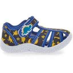 Sandali Neri con Rifiniture Blu e Dinosauri in Tessuto con Punta Chiusa Pitt Kids 2492 21