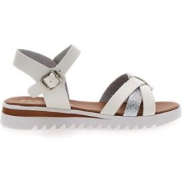 Sandali Bianchi e Argento con Fasce Incrociate e Cinturino Plocadi 003 38
