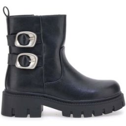 Stivaletti neri con fibbie laterali suola carrarmato alta THE FIRST 501 40