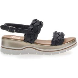 Sandali con Platform Nere Vera Pelle Pittarello Elite 81436 36
