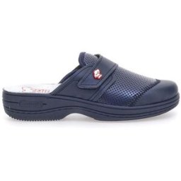 Ciabatte Da Lavoro Blu Vera Pelle Made In Italy Mrs Chef 1568 38