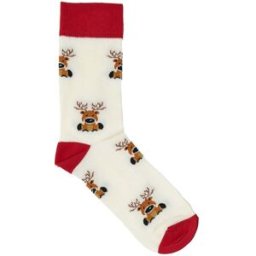 Calzini Bianchi Con Renne Taglia Unica Natalizi Crazy Socks 016 00