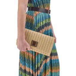 Pochette in Rafia Beige con Tracolla Coveri Collection 0189 --