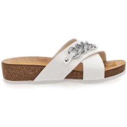 Ciabatte Bianche con Sottopiede In Pelle e Dettaglio Argento Pittarello Bio 293121 39