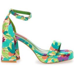 Sandali Verdi Con Fantasia Floreale Tacco 9,5 cm BettyFlowers 201 39