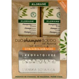 KLORANE (Pierre Fabre It. SpA) Klorane Duo Shampoo Solido Avena - Shampoo districante + Porta shampoo - 2 x 80 g - Edizione speciale