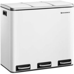 SONGMICS Cestino per Rifiuti a 3 Scomparti, Bianco