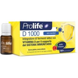 ZETA FARMACEUTICI PROMO Prolife D 1000 10 flaconcini 8 ml - Integratore Alimentare Fermenti Lattici Vivi e Vitamina D
