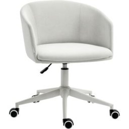 Vinsetto Sedia da Ufficio con Rotelle Girevole Ergonomica, Altezza Regolabile, Schienale Basso, in Tessuto Effetto Lino, Grigio Chiaro Aosom