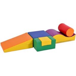 Gl Store Set di 6 Grandi Blocchi da Costruzione, con Scala e Scivolo, Adatto a Bambini in Età Prescolare e Neonati, Blocchi Morbidi e Colorati, Giallo Aosom