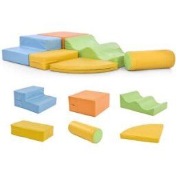 Gl Store Set di 6 Grandi Blocchi da Costruzione con Scala e Scivolo per Bambini in Età Prescolare e Neonati, Blocchi Morbidi e Colorati, Giallo Aosom