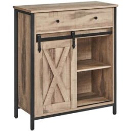 VASAGLE Credenza, Mobile da Cucina,con Anta Scorrevole, 30 x 70 x 80 cm, Natuale