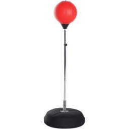Homcom Punching Ball da Terra ad Altezza Regolabile con Guantoni da Boxe e Base Riempibile, 43x43x126-144 cm, Rosso
