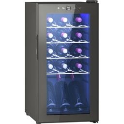 Homcom Cantinetta Vino Frigo per 15 Bottiglie, Capacità 44L, con Controllo Temperatura e Ripiani Regolabili, Nero