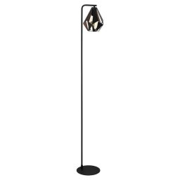 Trade Shop - Lampada Da Terra Con Piantana Paralume Nero Rame Antico Vintage 220x170x1510 Mm -