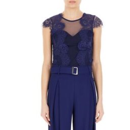 RINASCIMENTO Top in pizzzo BLU SCURO XL