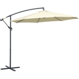 Outsunny Ombrellone da Giardino Decentrato Ø3m con Struttura in Metallo, Manovella e Base a Croce, Beige Aosom