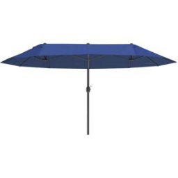 Outsunny Ombrellone da Giardino 460x270x240cm Doppio con Apertura a Manovella, Acciaio e Poliestere Blu Aosom Italy Aosom