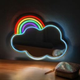 altri brand Specchio con luce neon arcobaleno 34x26 cm