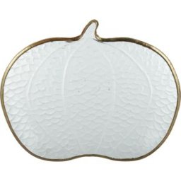 altri brand Piattino zucca in vetro bordo oro
