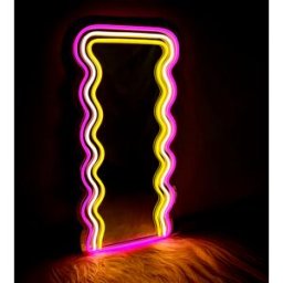 altri brand Specchio con luce neon onde 30x60 cm