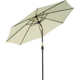 Outsunny Ombrellone da Giardino Inclinabile a 8 Stecche con Manovella, in Metallo e Poliestere, Ø295x250 cm, Beige